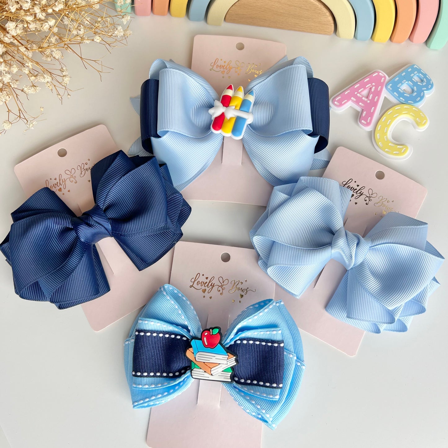 Set 4 pcs school hair bows