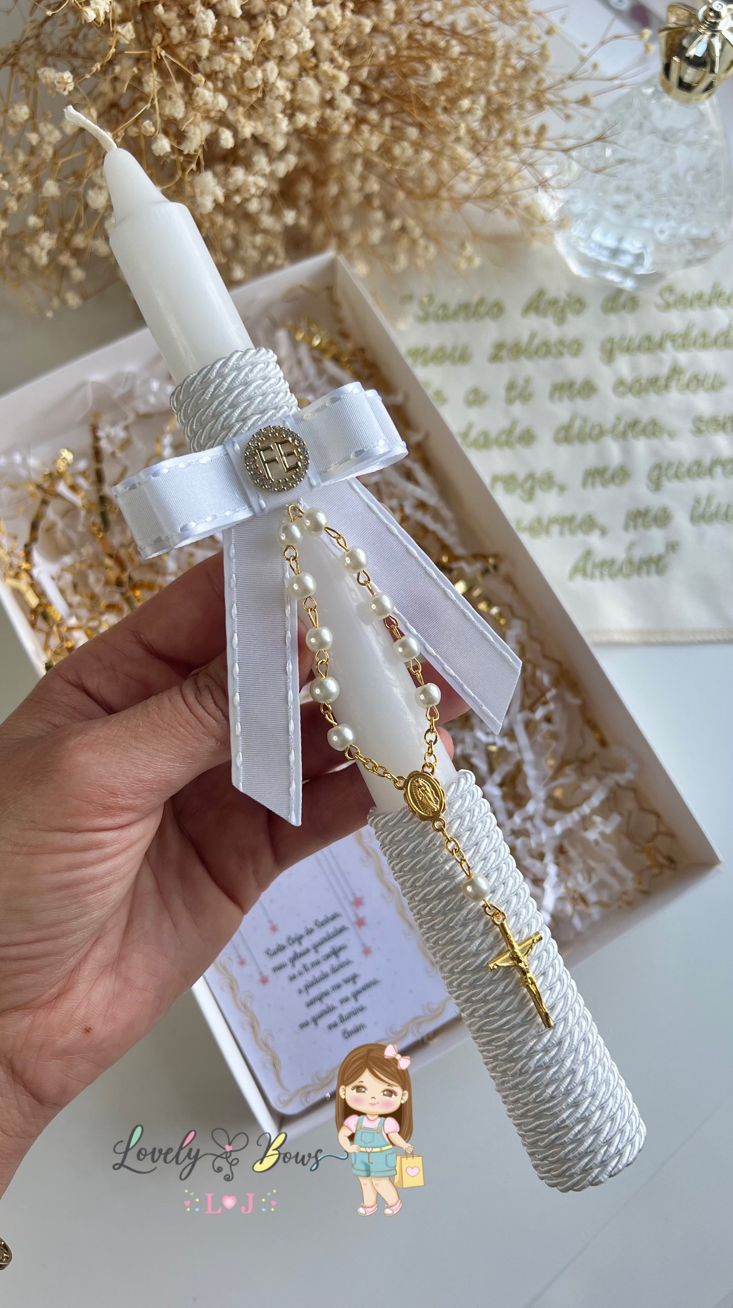 Baptism candle rosary