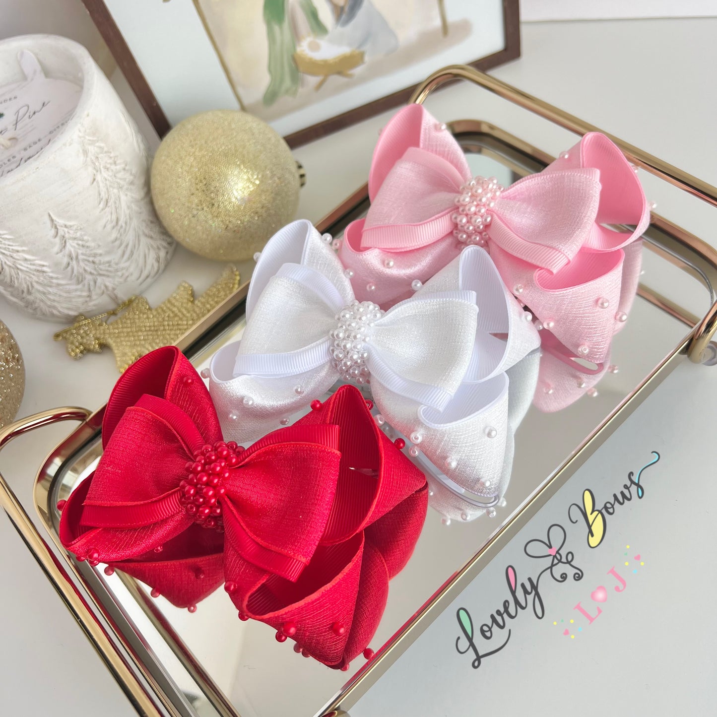 Pearl hair bows