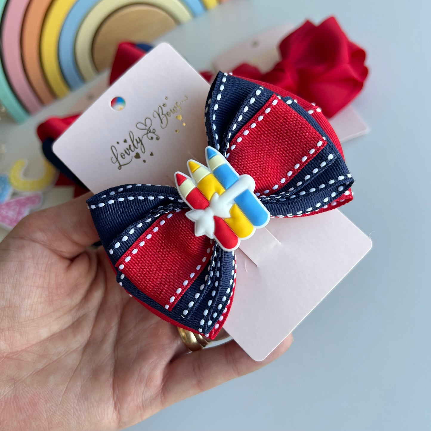 Set 4 pcs school hair bows