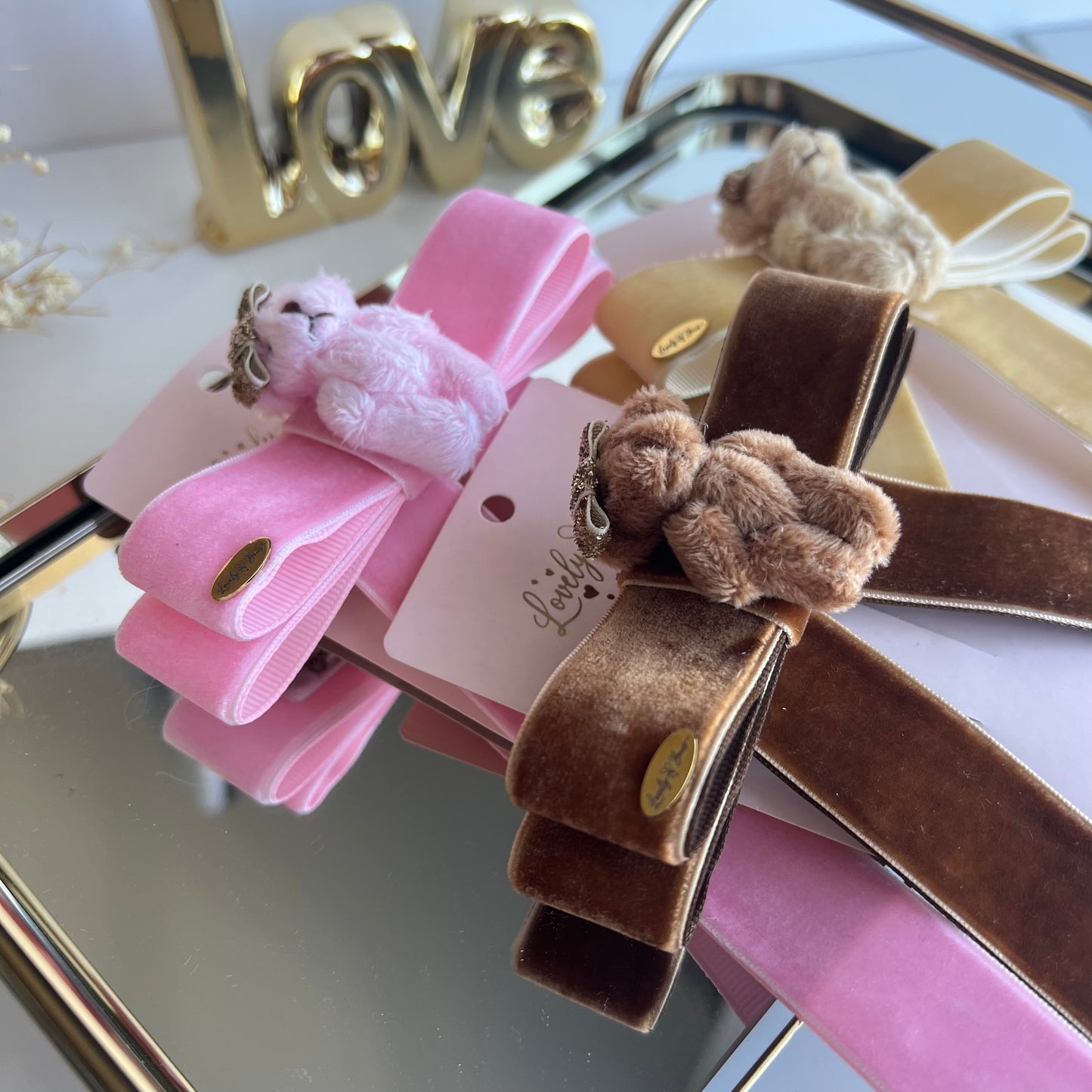 Velvet little bear bows