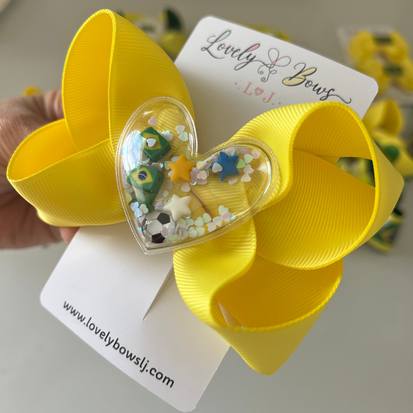 Hair bows Brazil heart