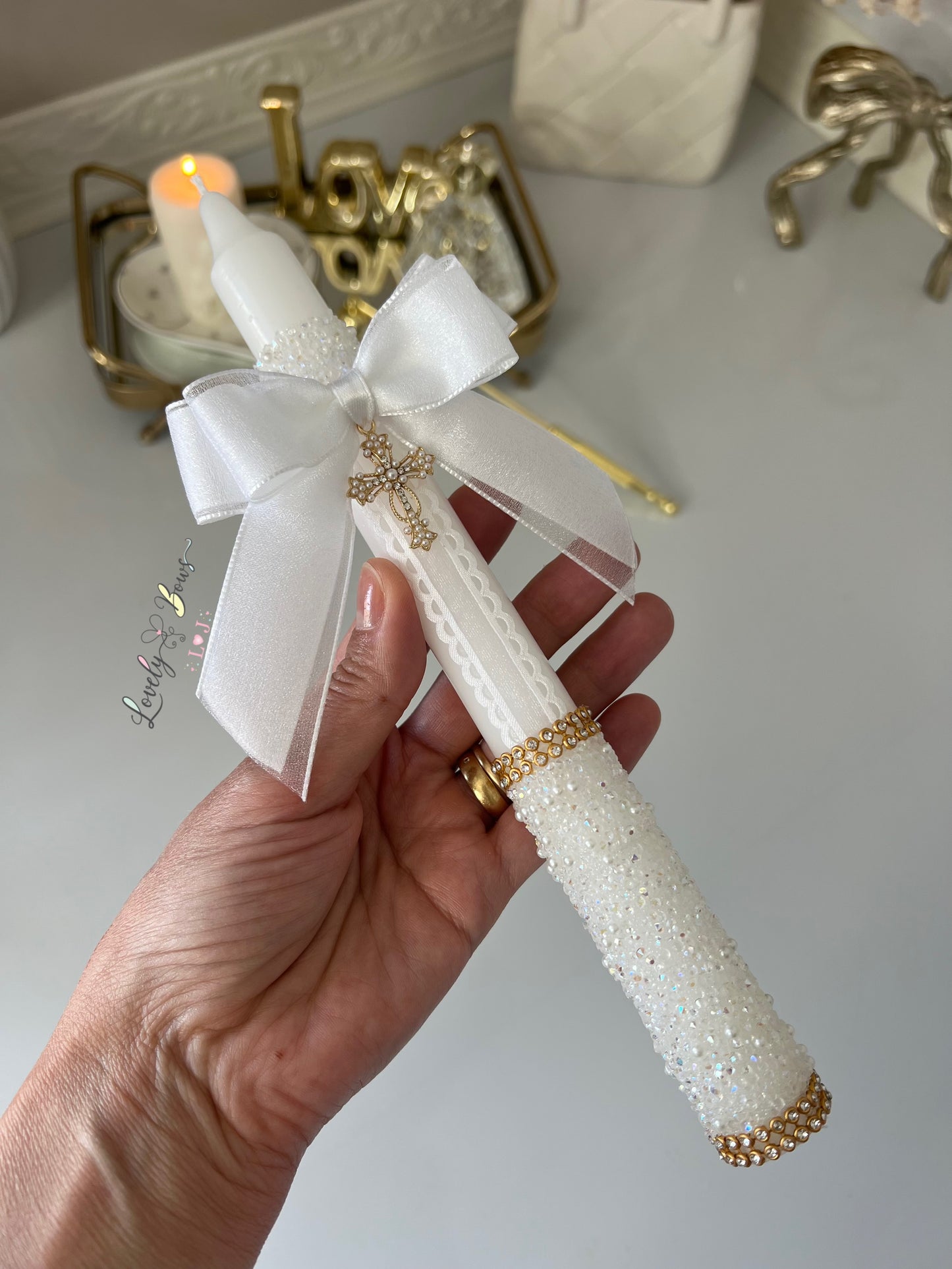 Baptism,confirmation or first communion candle cross