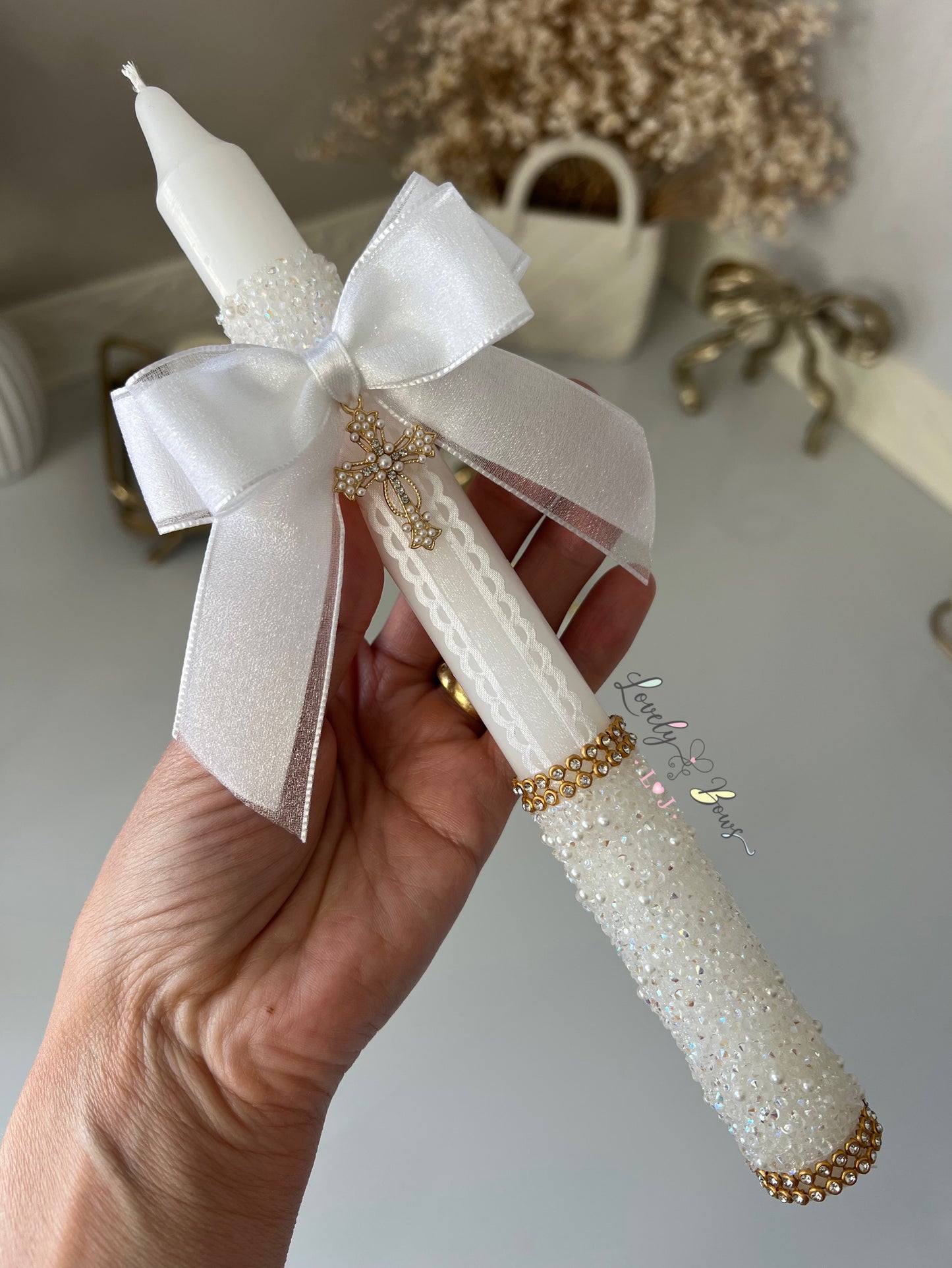 Baptism,confirmation or first communion candle cross