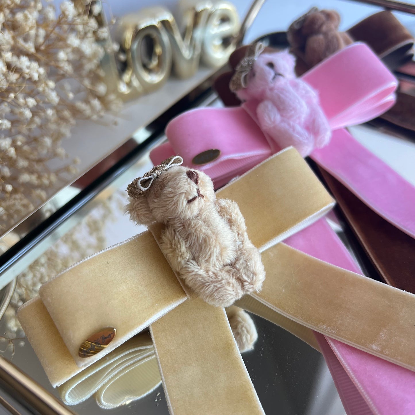 Velvet little bear bows