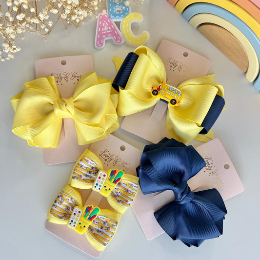 Set 4 pcs school hair bows size 11cm