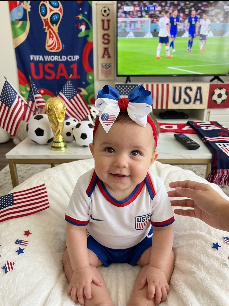 Hair bows USA word cup 4th July