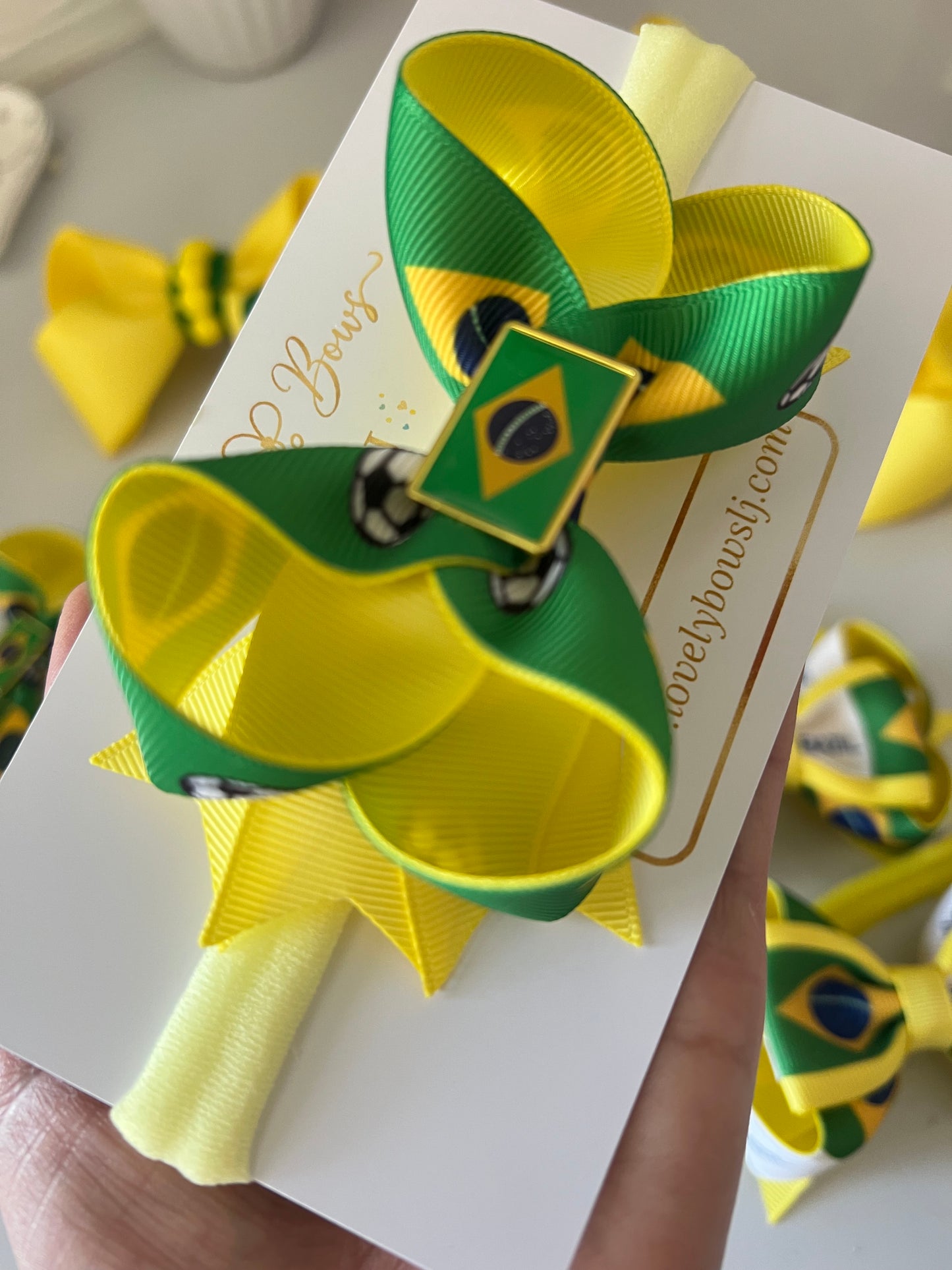 Hair bows Brazil clip or headbands