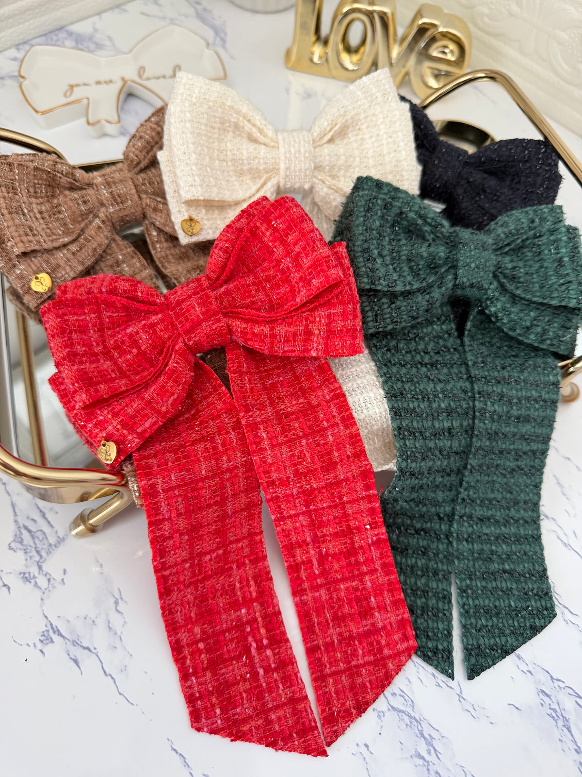 Winter hair bows