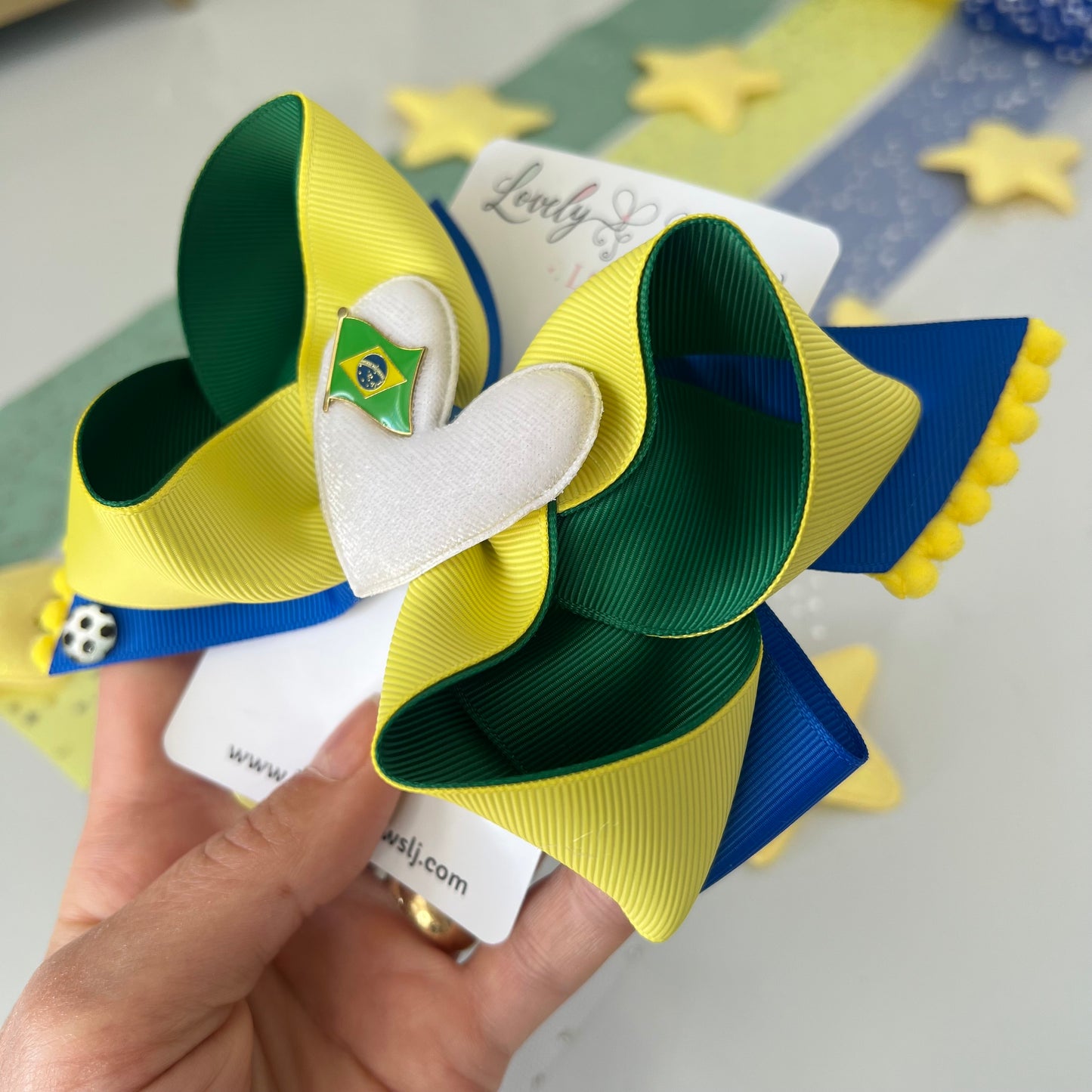 Hair bows heart flag