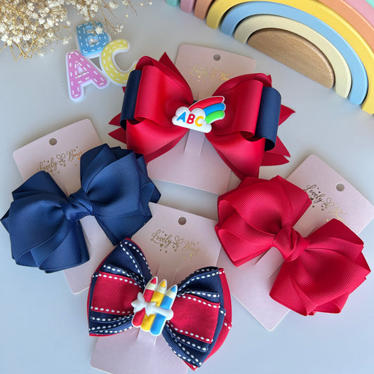 Set 4 pcs school hair bows