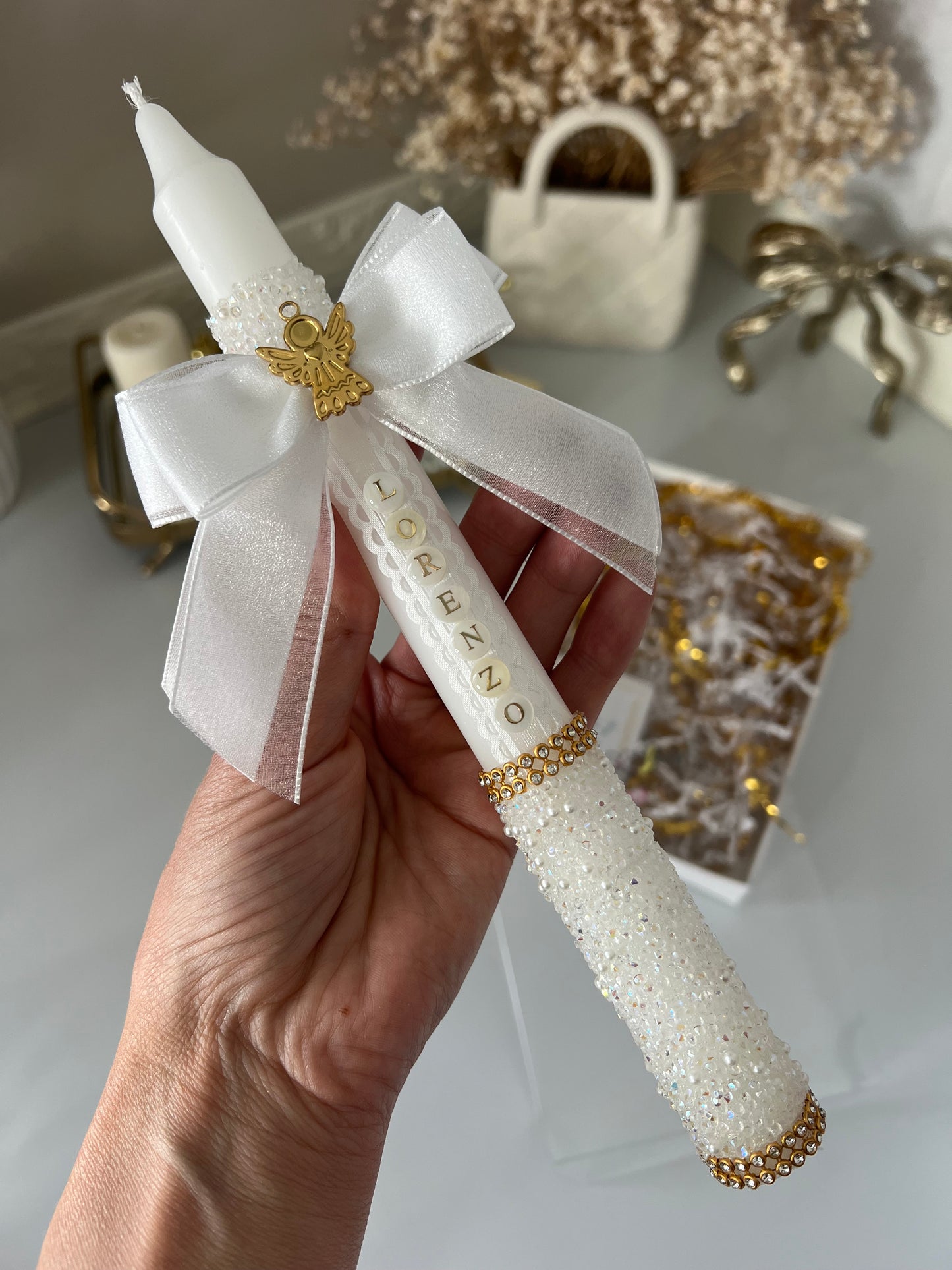 Baptism angel candle