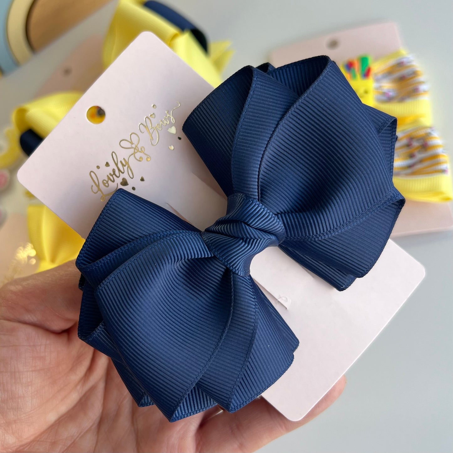 Set 4 pcs school hair bows size 11cm