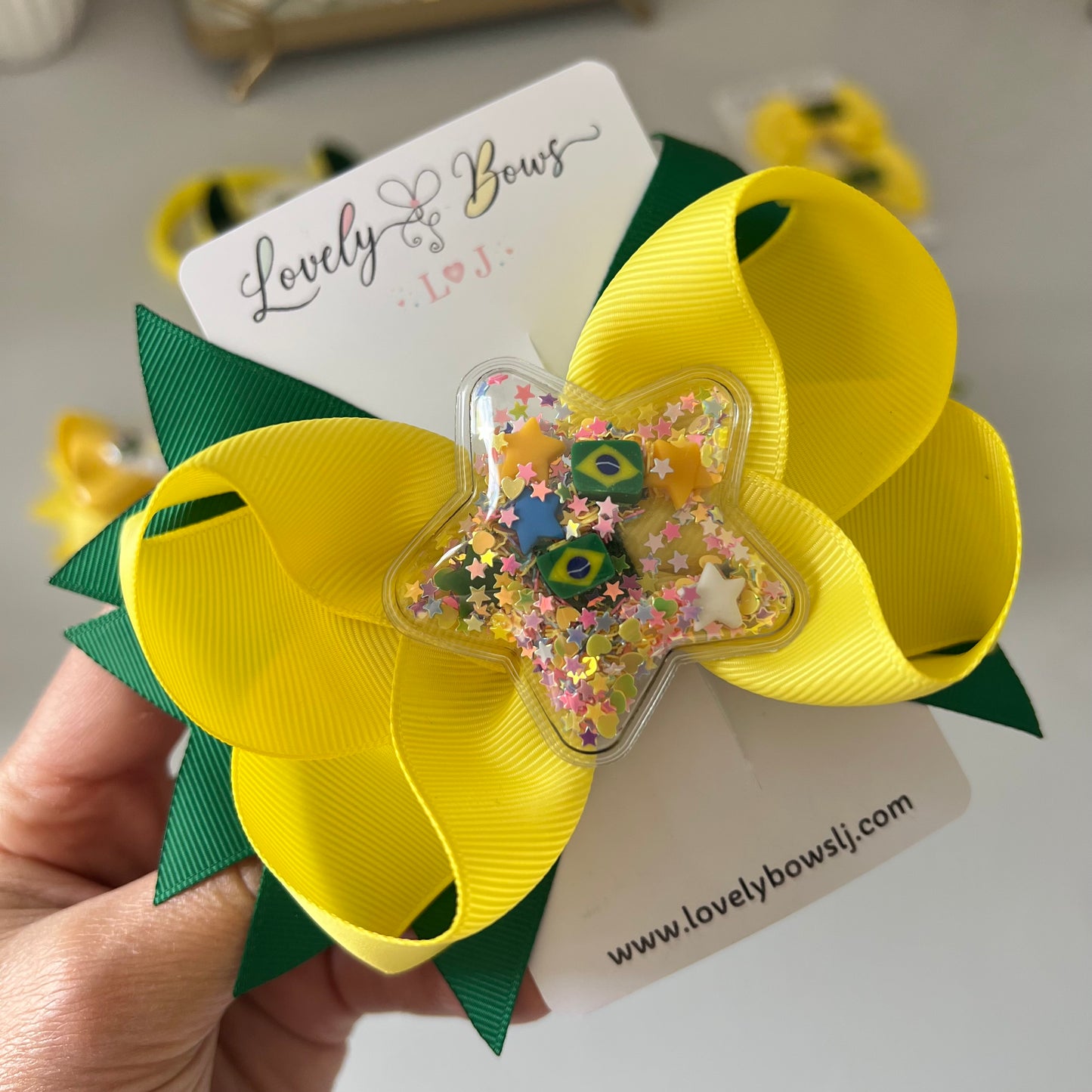 Hair bows Brazil star