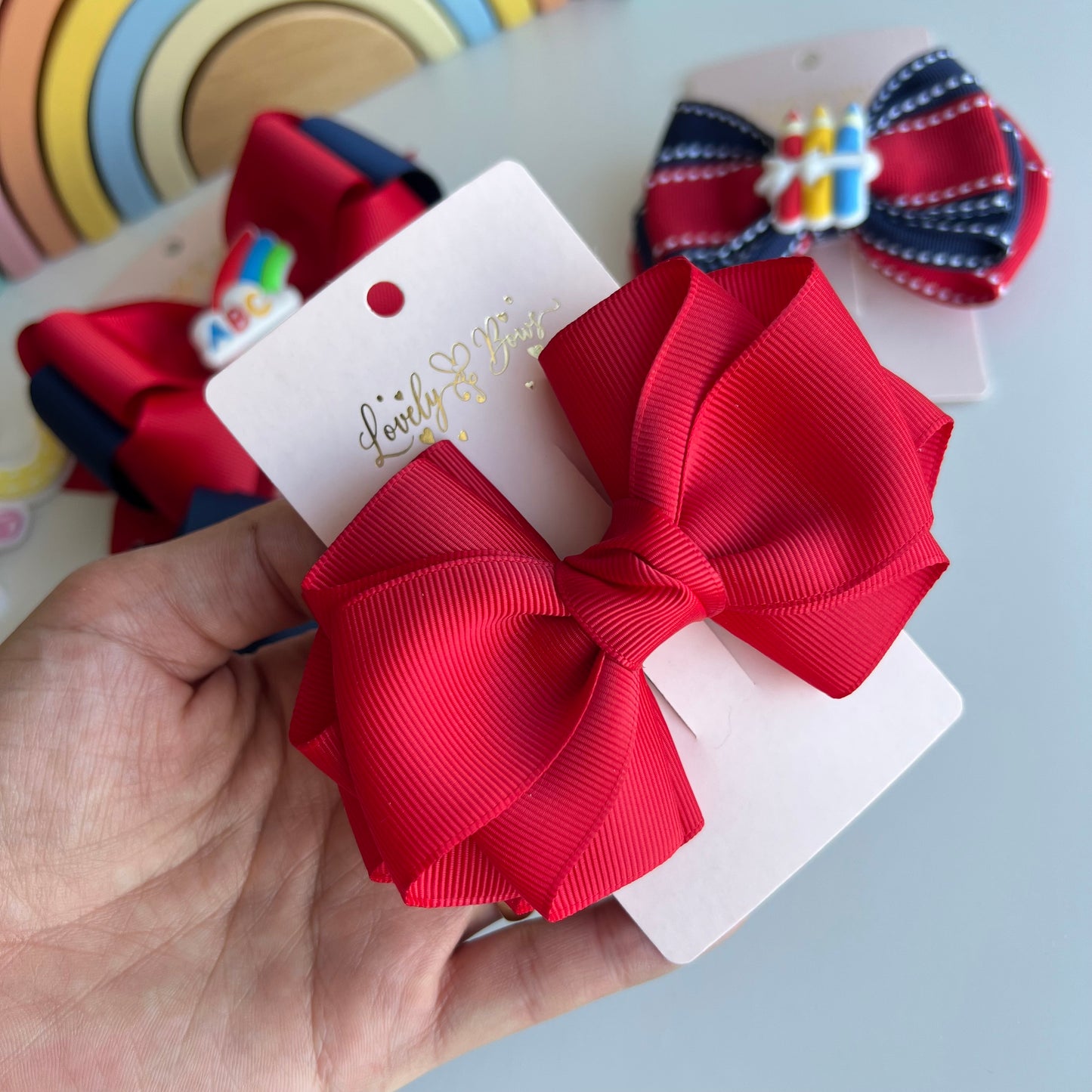Set 4 pcs school hair bows