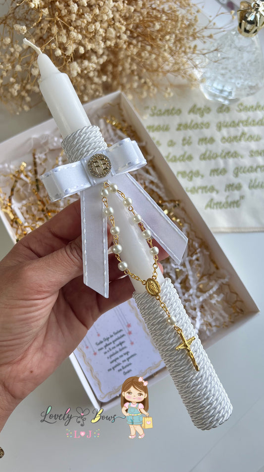 Baptism candle rosary