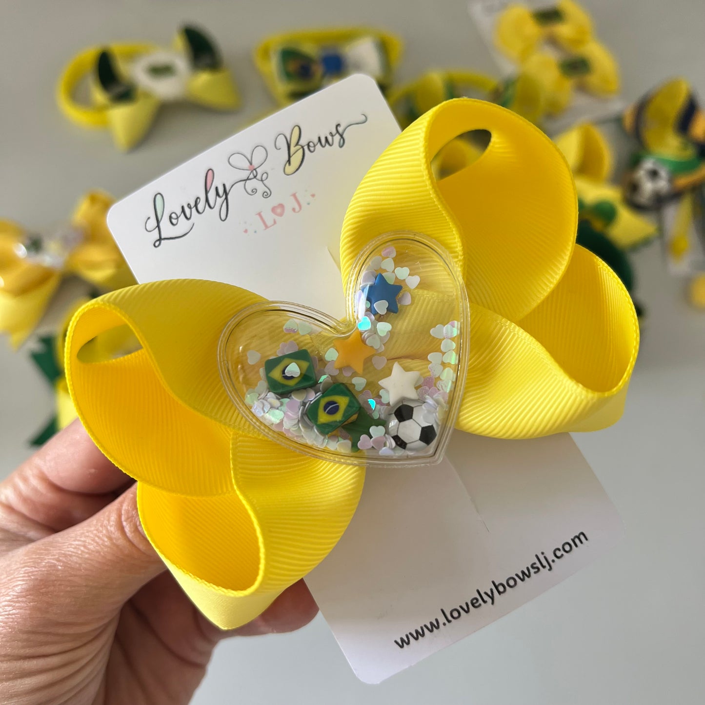 Hair bows Brazil heart