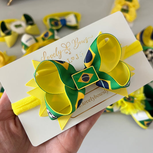 Hair bows Brazil clip or headbands