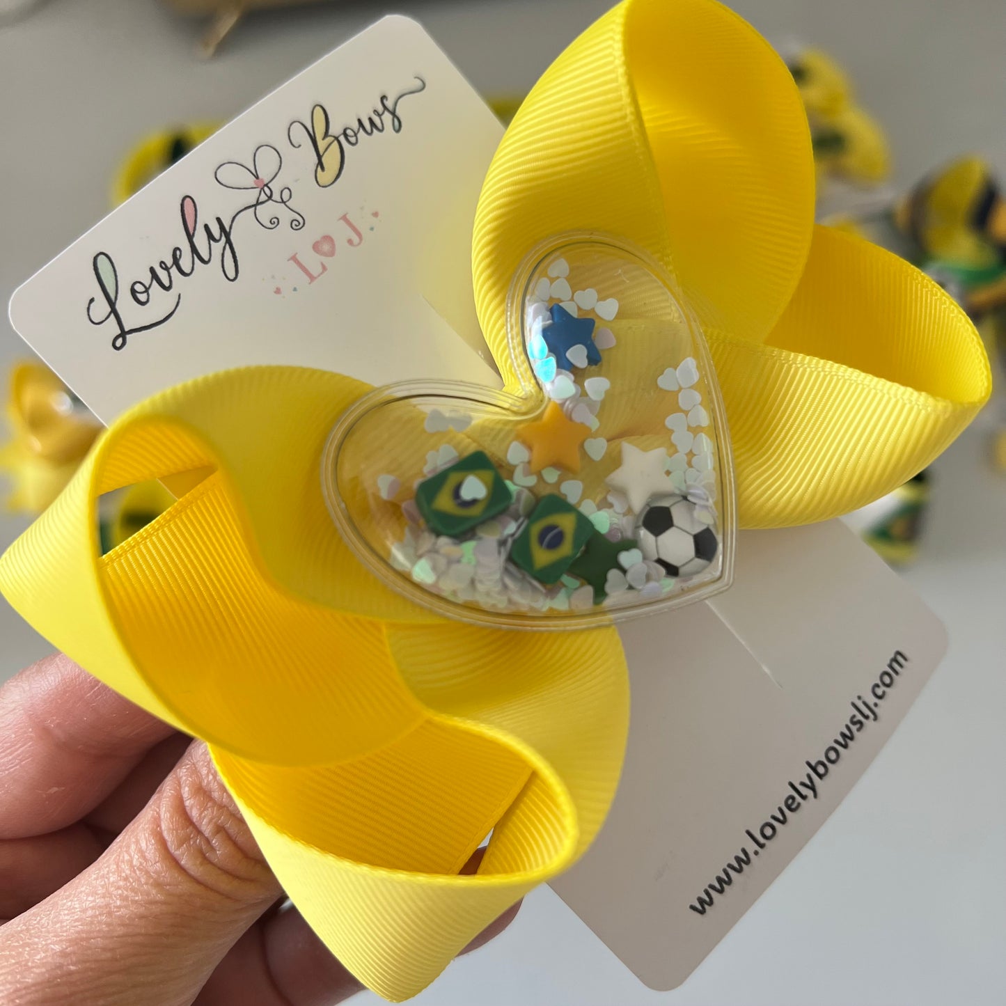 Hair bows Brazil heart