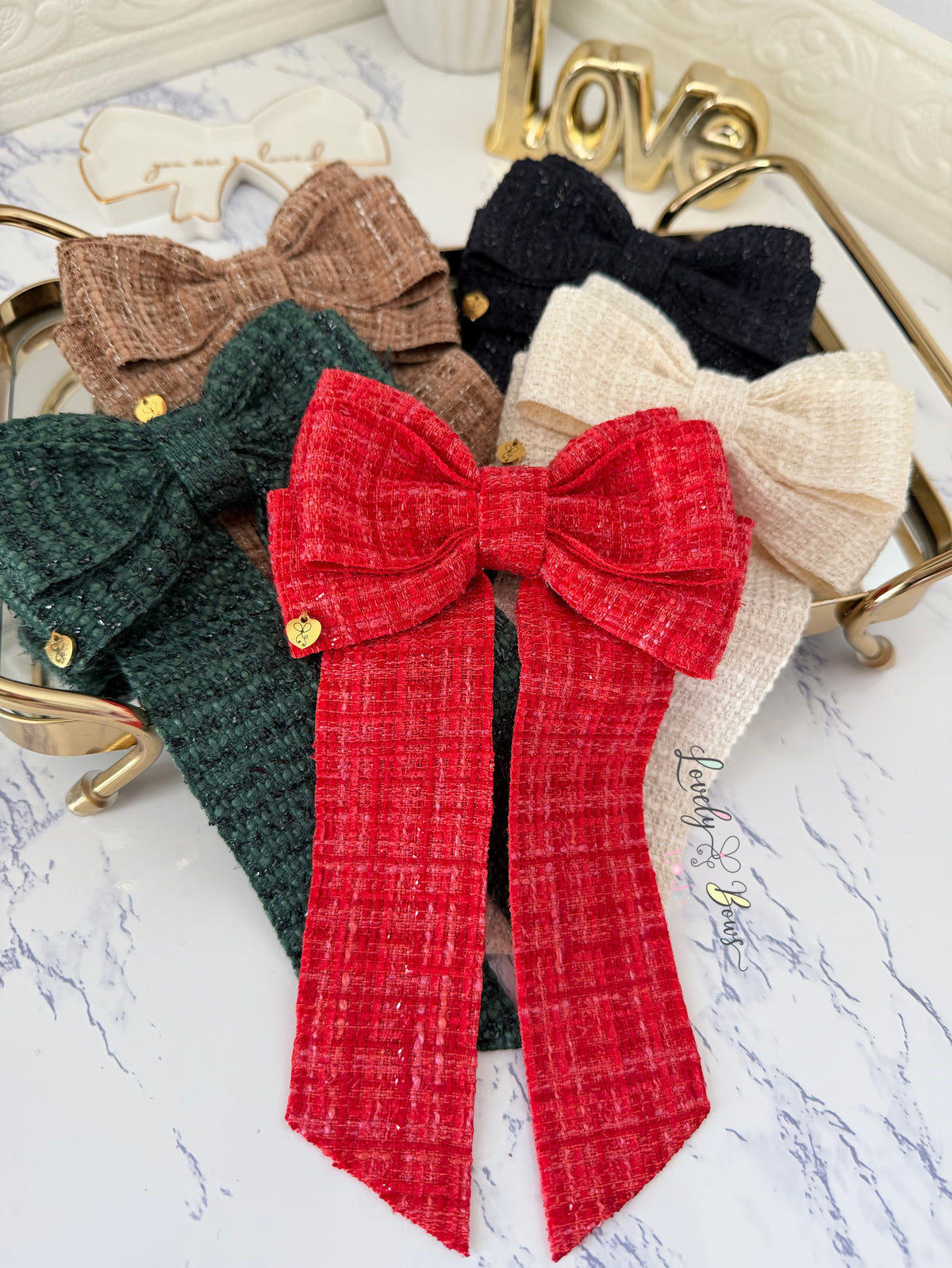 Winter hair bows