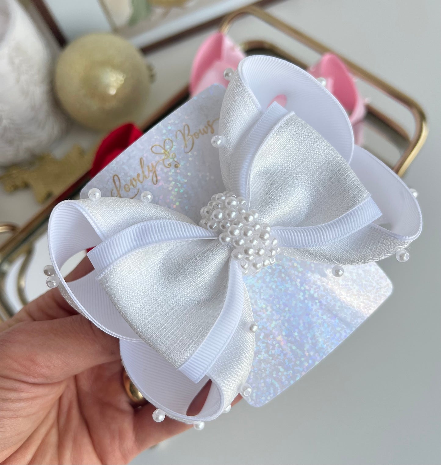 Pearl hair bows