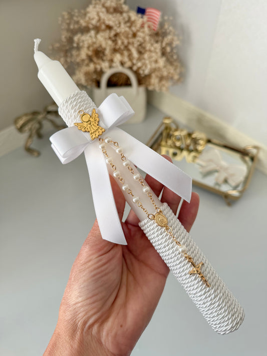 Baptism candle rosary