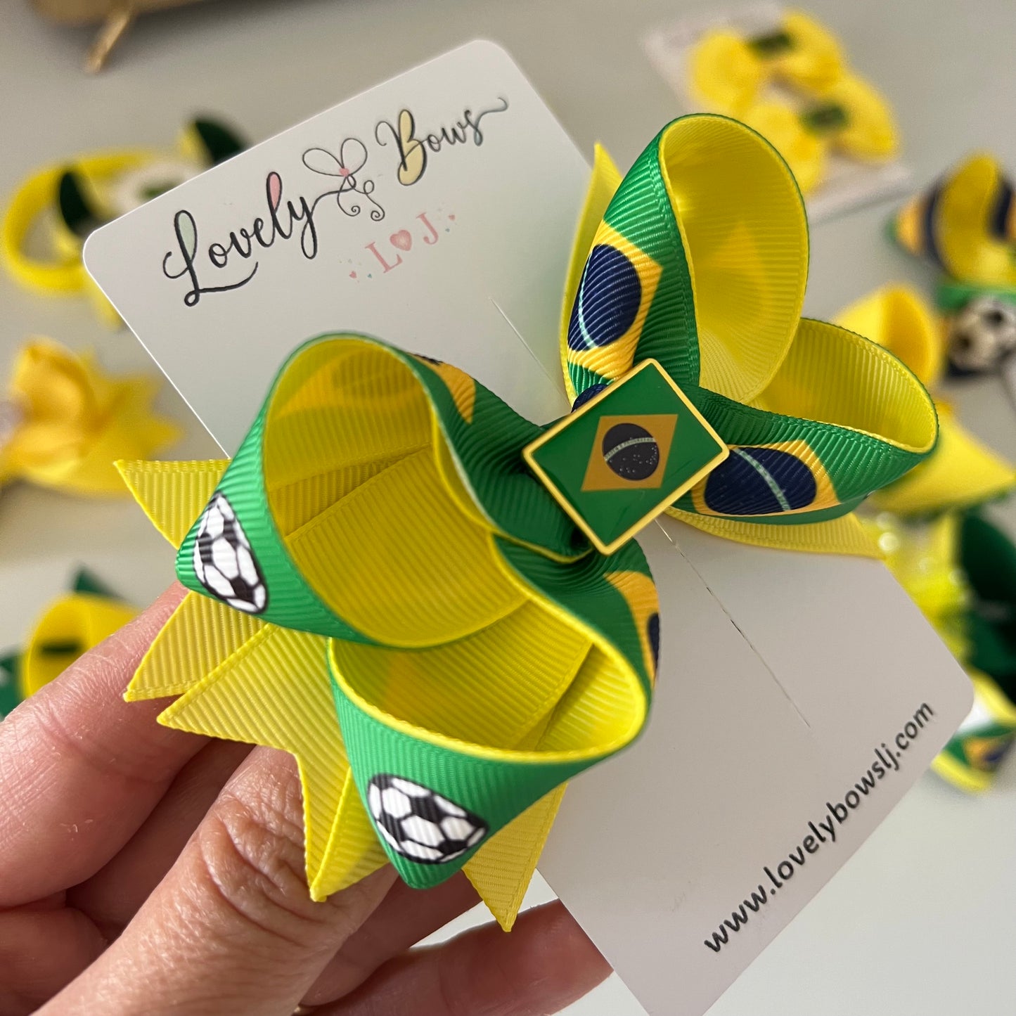 Hair bows Brazil clip or headbands