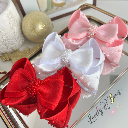 Pearl hair bows