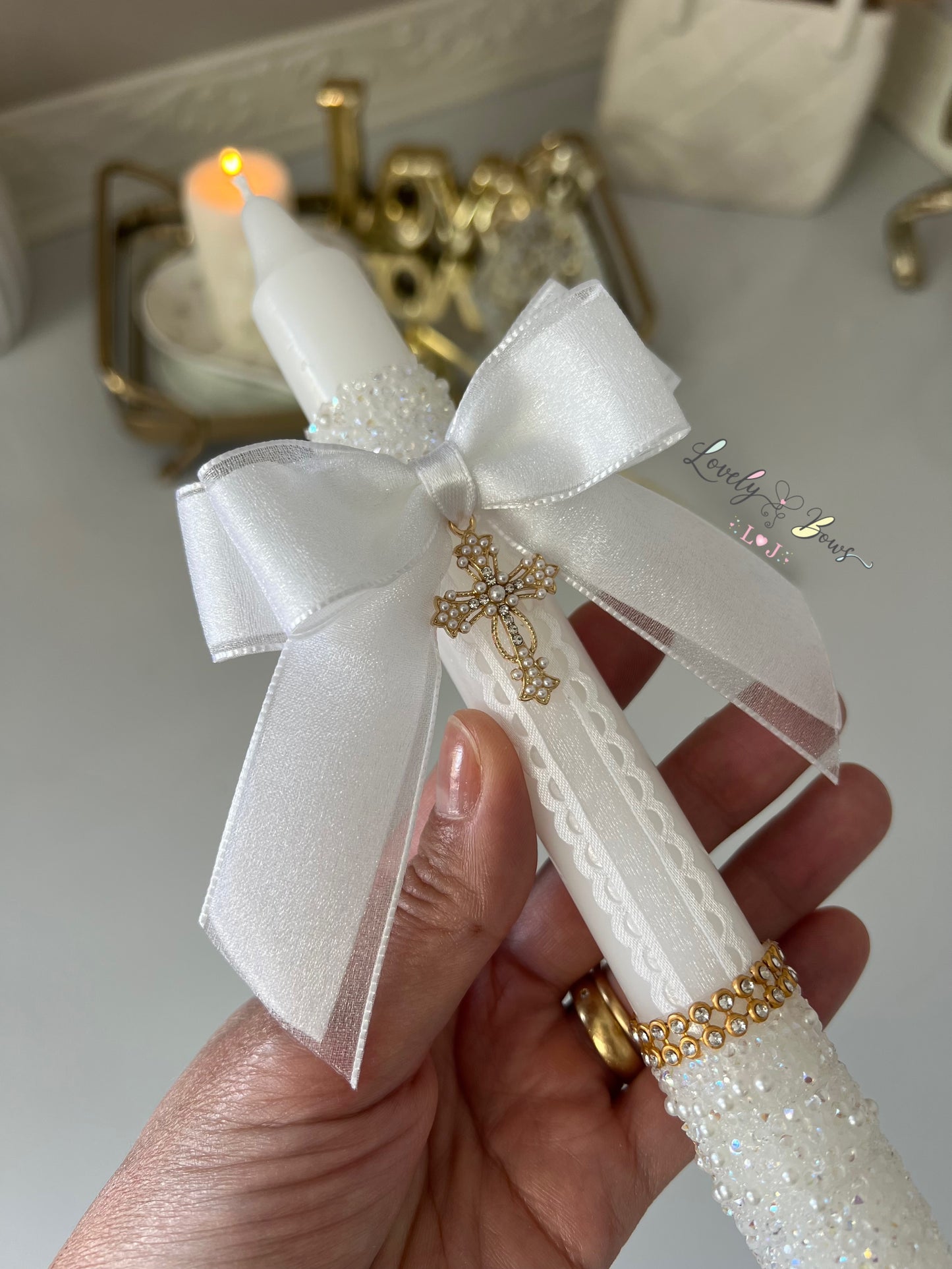 Baptism,confirmation or first communion candle cross
