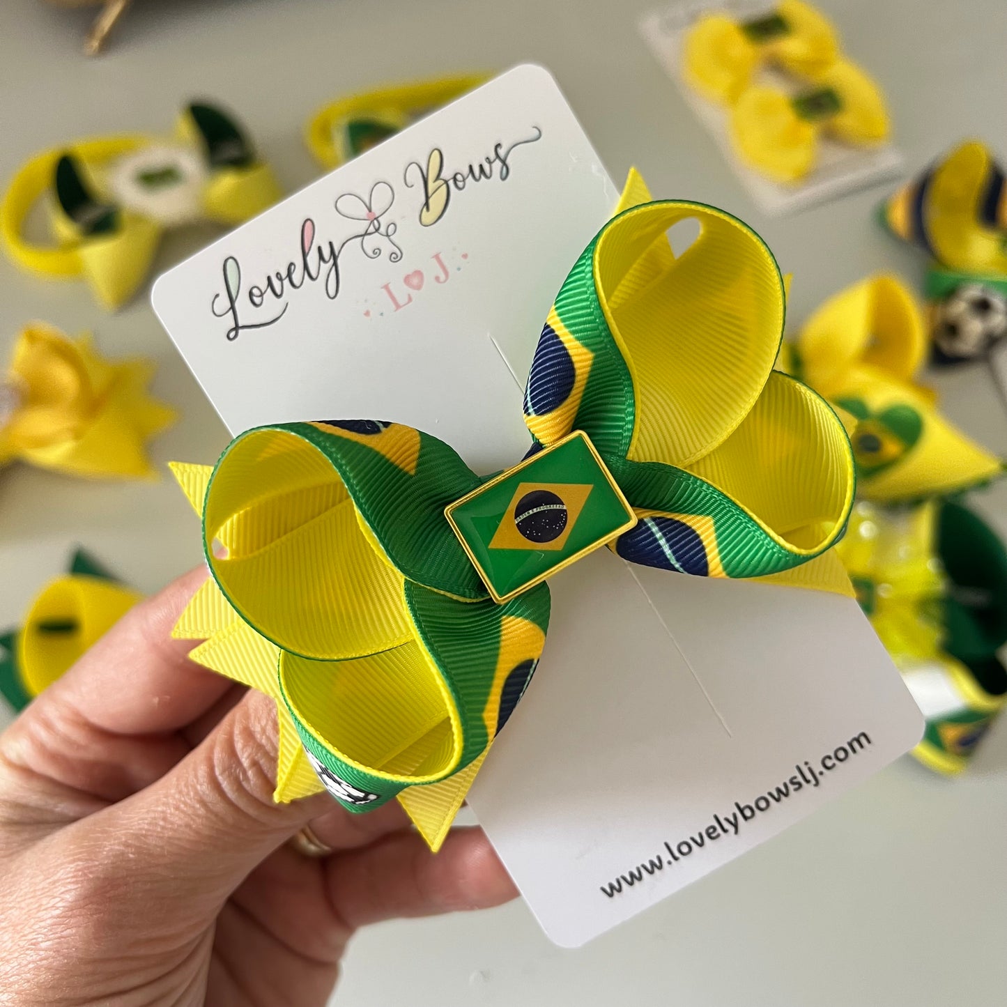 Hair bows Brazil clip or headbands