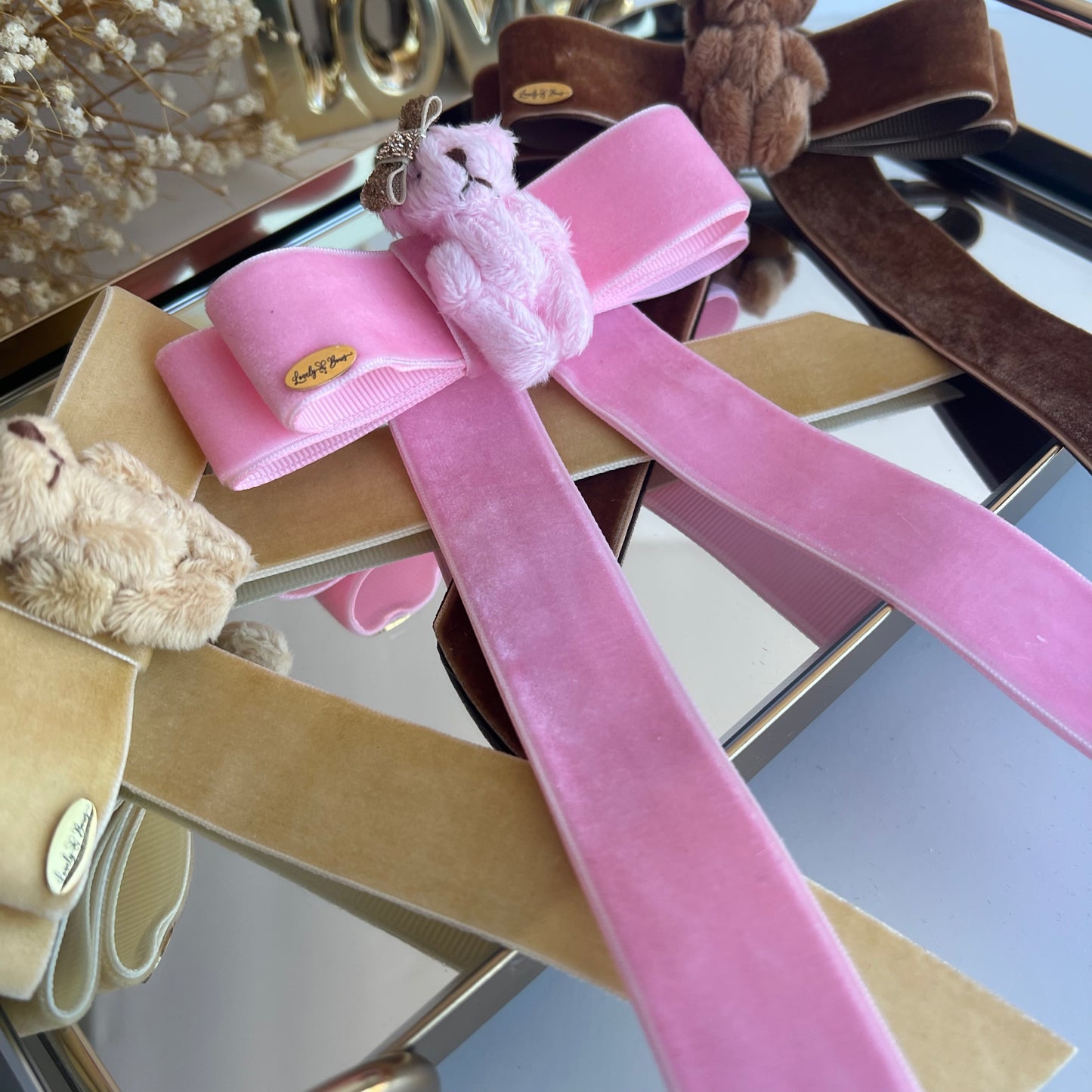 Velvet little bear bows